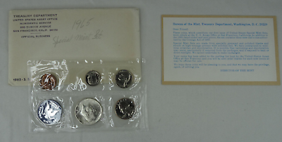 #ad 1965 SMS Set Original Envelope 40% Silver Kennedy US Special Mint 5 Coins OGP $17.99