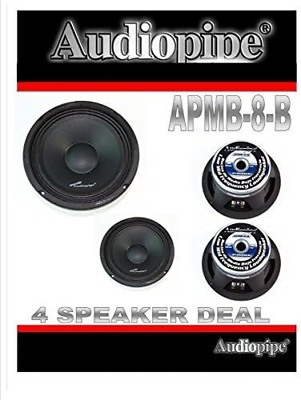 #ad 2 Pairs 8quot; 500W Full Range Loud Speakers Low Mid Range APMB 8 B $184.99