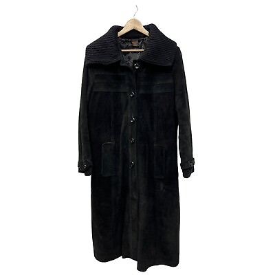 #ad Vintage Long Black Suede Coat Made in Argentina $100.00
