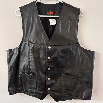 #ad Golden Crown by Bristol Vintage Leather Black Vest C $39.00