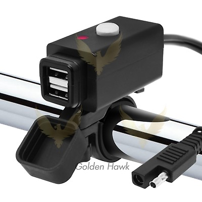 #ad Waterproof Motorcycle 12V SAE to Dual USB Cell Phone Charger Cable Adapter GoPro $9.49