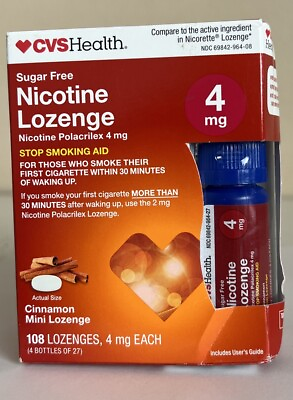 #ad Sugar Free Nicotine Mini Lozenge 4 Mg Cinnamon 108 Ct EXP 10 25 READ DETAILS $29.44