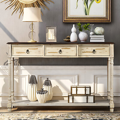 #ad Console Table with 3 Storage Drawers and Open Long Shelf 52quot; Wood Entryway Table $169.86