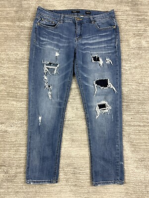 #ad Vintage Supplies Jeans Womens 12 Blue Denim Mid Rise Peg Distressed $12.99