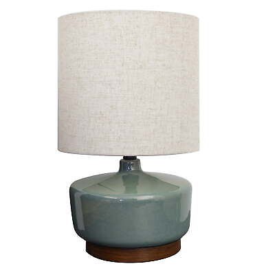#ad 17quot; Tall Modern Mid Century Ceramic Table Lamp with Wood $35.98