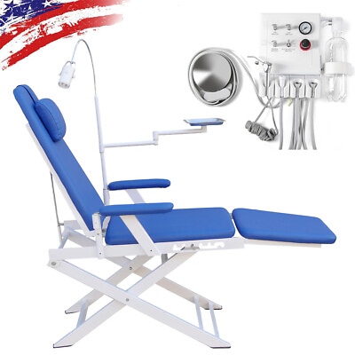 #ad Dental Portable Mobile Chair LED Light Folding Chair Air Turbine Unit 4 Hole $137.99