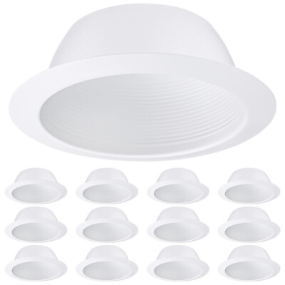 #ad 12 Pack 6 Inch Recessed Can Light Trim with Iron Ring Metal Step Baffle $54.99