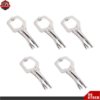 #ad 11quot; Locking C Clamp Pliers Grip With Swivel Pad Vise Jaws Adjustable 5 Pcs NEW $28.28