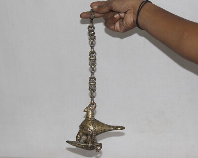 #ad Old Brass Handmade Engraved Vintage Hanging Oil Lamp Collectible Artwork T 4 $117.00