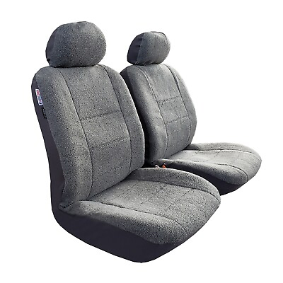 #ad For Toyota Highlander Car Front Seat Covers Warm Grey Faux Sheepskin For Women $52.63