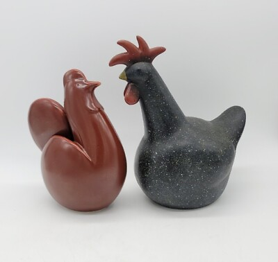 #ad Cottagecore Adorable Speckled Roaster amp; Hen Couple Ceramic Home Decor Chicken $39.99