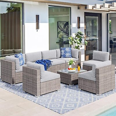 #ad 8PC Outdoor Patio Furniture Set Sectional Sofa PE Rattan Wicker Conversation Set $524.88