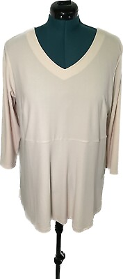 #ad Linea Dell’Olio Tunic Womens XL Blush Beige 3 4 Sleeve Pullover Career VNeck $12.96