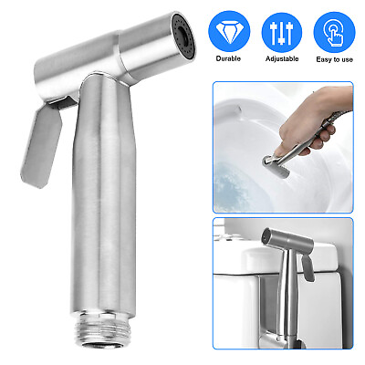 #ad Stainless Steel Handheld Toilet Bidet Sprayer Bath Shower Water Pressure Control $9.48