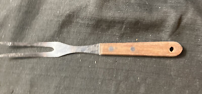 #ad Household 2 Prong Meat Fork Granny Stainless w Wood Handle Japan Vintage Utensil $9.99