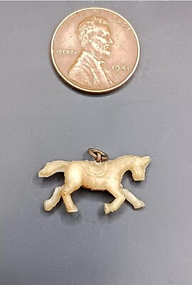 #ad Vintage Celluloid Premium Cracker Jack Prize Horse with a Saddle Charm $8.00