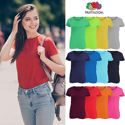 #ad Fruit of the Loom Ladies Plain T Shirts Womens Coloured Cotton Fitted Tee Shirts GBP 5.49