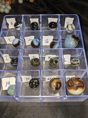 #ad Vintage Blue And Brown Swirl Toy Marbles $97.77