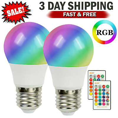 #ad 2pcs RGBW LED Bulb Light 16 Color Changing E27 Lamp IR Remote Control for Party $10.19