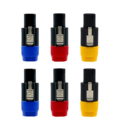 #ad 6 Pack 4 Pole Speakon Male Plug Speaker Conductor Audio Cable Connector Adapter $8.79