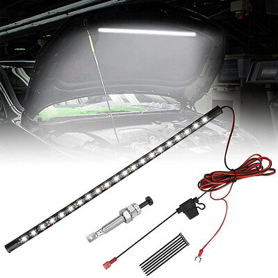 #ad Fit Any Vehicle White LED Under Light Hood Strip Kit 6000K Automatic on off $11.39
