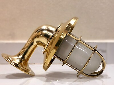 #ad Retro Style Marine Antique Brass Swan Wall Light with Rain Cap amp; White Glass $142.00