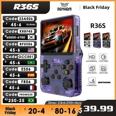 #ad Open Source R36S Retro Handheld Video Game Console Linux Portable Pocket Video $69.99