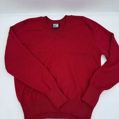 #ad Vintage Clan Douglas Sweater Mens XXL Red Cashmere V Neck Scotland Nordstrom $68.92