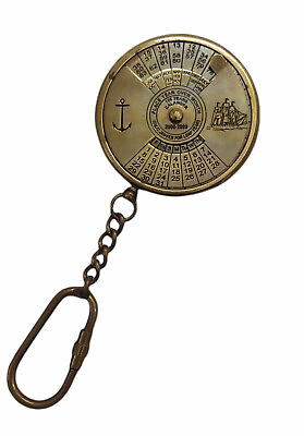 #ad #ad 2quot; Antique Brass 100 Years 2000 2099 Perpetual Calendar Keychain Calculator $15.00