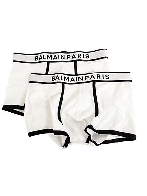 #ad BALMAIN White Boxer Briefs Band Logo 2 Pack Trunk Underwear Size XS NEW RRP 125 GBP 55.00