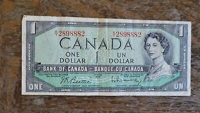 #ad #ad 1954 CANADIAN 1 DOLLAR BILL VERY Good Average condition note Canada $4.95