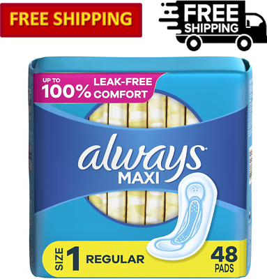 #ad Always Maxi Daytime Unscented Pads w o Wings Size 1 RegularAbsorbency 48 Count $9.99