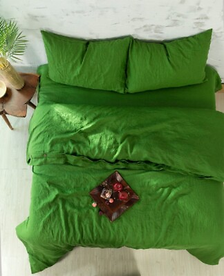 #ad Fern Green Washed Softened Cotton Duvet Cover Cotton Bedding Cotton Quilt Cover C $226.09