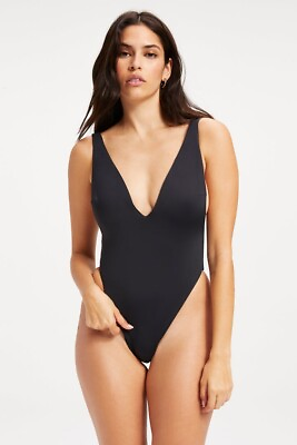 #ad Good American Lounge One Piece Swimsuit GSW0294 BLACK Size 0 X Small NEW $43.00