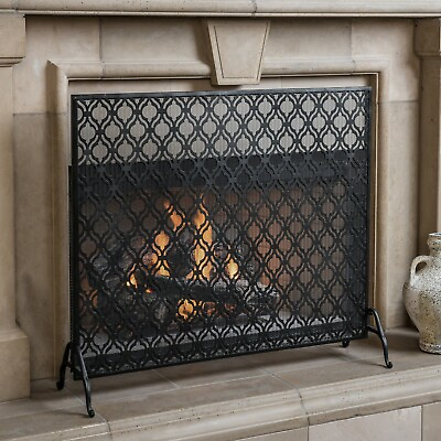 #ad Sagres Modern Iron Single Panel Fireplace Screen $154.97