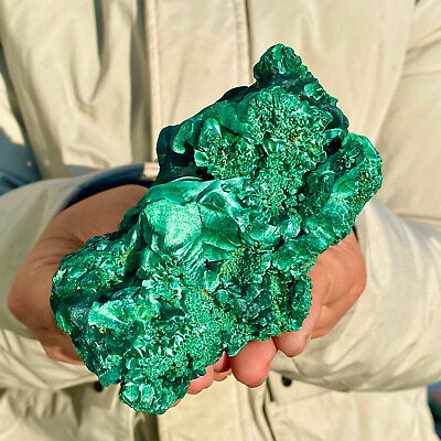 #ad 1.47LB Natural glossy Malachite transparent cluster rough mineral sample $231.00