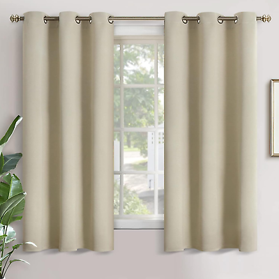 #ad Beige Room Darkening Curtains for Bedroom 63 Inch Length Thermal Insulated wit $36.88