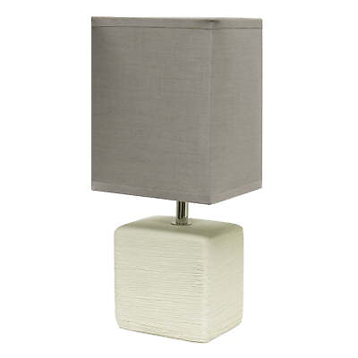 #ad Ceramic Faux Stone Table Lamp in Off White with Gray Shade $15.50