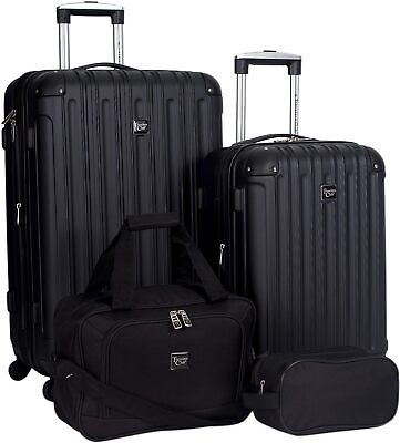 #ad Travelers Club Midtown Hardside 4 Piece Luggage Travel Set Expandable Black $128.50
