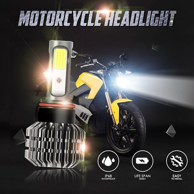 #ad IRONWALLS H4 9003 HB2 LED Bulb Hi Lo Beam 6500K White Motorcycle Headlight Power $20.99