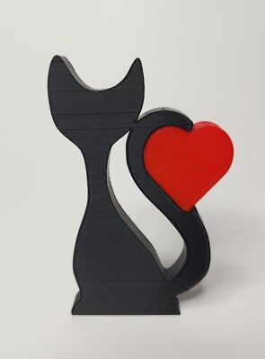 #ad 3D Printed Cat Loves You In Black Color $23.99