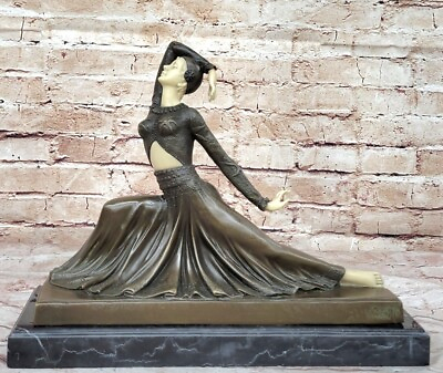 #ad SUPERB Antique Art Deco Bronze of a Dancer Lady Signed STUNNING $599.00
