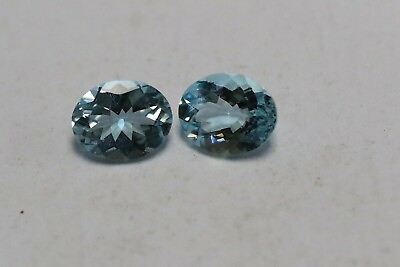 #ad BLUE AQUAMARINE OVAL 10X8 GORGEOUS VERY BEAUTIFUL PAIR 4CTS $540.00