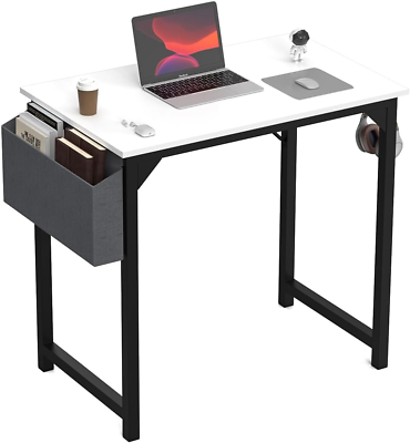#ad 32 Inch Modern White Computer Desk Home Office Study Writing Simple Style $49.89