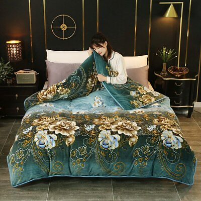 #ad Autumn Winter Thicken Warm Duvet Cover Double Bed Flannel Cover Plush Blanket $187.60
