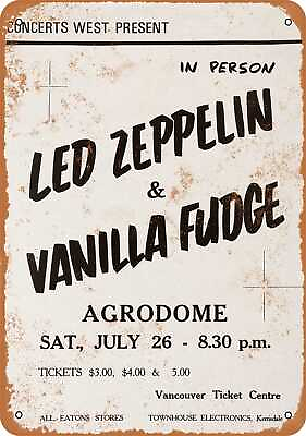 #ad Metal Sign 1969 Led Zeppelin amp; Vanilla Fudge in Vancouver BC Vintage Look $18.66