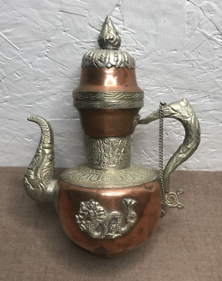 #ad Antique Ornate Copper amp; Metal Tibetan Teapot 9quot; x 7quot; $79.99