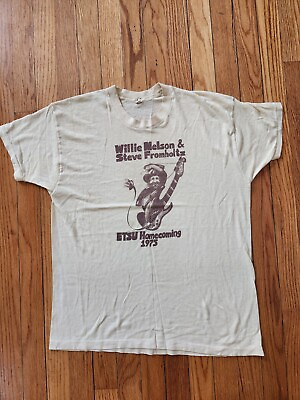 #ad RARE Vintage XL 1975 Willie Nelson ETSU Homecoming Single Stitch Shirt $300.00