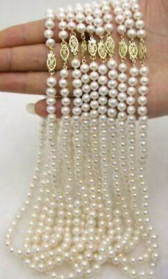 #ad Wholesale Genuine 10pcs 6 7mm natural white Akoya cultured pearl necklace 18inch $99.99