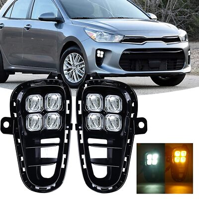 #ad For KIA Rio 2018 2019 2020 LED DRL Daytime Running Light Front Fog Lamps w Turn $81.69